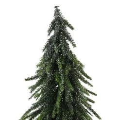 Northlight 14" Green Glitter Weeping Mini Pine Christmas Tree in Burlap Covered Vase - Unlit