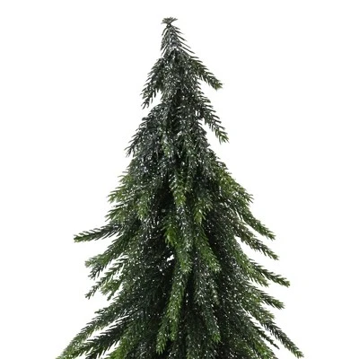 Northlight 14" Green Glitter Weeping Mini Pine Christmas Tree in Burlap Covered Vase - Unlit 1 Northlight 14" Green Glitter Weeping Mini Pine Christmas Tree in Burlap Covered Vase - Unlit