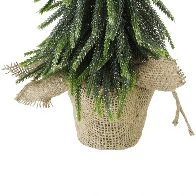 Northlight 14" Green Glitter Weeping Mini Pine Christmas Tree in Burlap Covered Vase - Unlit 3 Northlight 14" Green Glitter Weeping Mini Pine Christmas Tree in Burlap Covered Vase - Unlit - Image 3