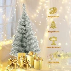 Costway 3FT Silver Tinsel Christmas Tree Unlit Artificial Plastic 13 Costway 3FT Silver Tinsel Christmas Tree Unlit Artificial Plastic -Christmas Trees Sales Store unnamed file 5202
