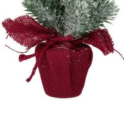 Northlight 9" Red and White Flocked Mini Pine Christmas Tree in Burlap Base - Unlit -Christmas Trees Sales Store unnamed file 5222