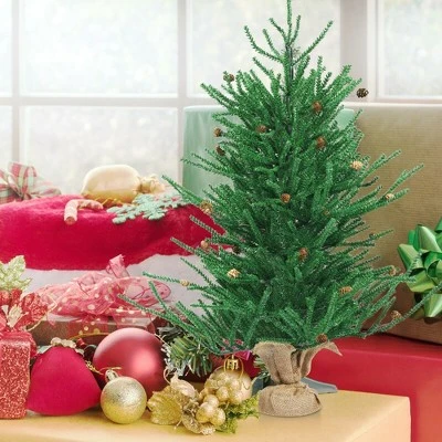 Costway 36''Christmas Tree Artificial Unlit 30 Pine Cones Burlap Base 2 Costway 36''Christmas Tree Artificial Unlit 30 Pine Cones Burlap Base - Image 2