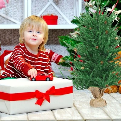Costway 36''Christmas Tree Artificial Unlit 30 Pine Cones Burlap Base 3 Costway 36''Christmas Tree Artificial Unlit 30 Pine Cones Burlap Base - Image 3