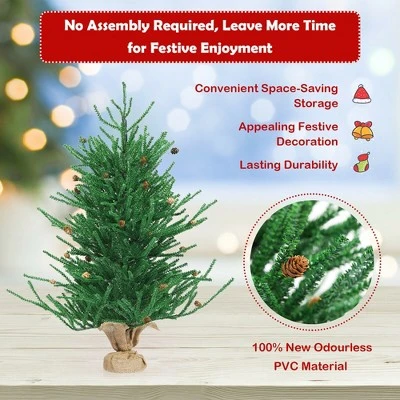 Costway 36''Christmas Tree Artificial Unlit 30 Pine Cones Burlap Base 6 Costway 36''Christmas Tree Artificial Unlit 30 Pine Cones Burlap Base - Image 6