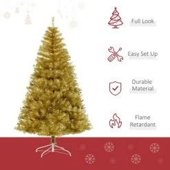 HOMCOM Golden Fir Artificial Christmas Tree with Foldable Steel Base for Home Holiday Decoration -Christmas Trees Sales Store unnamed file 523