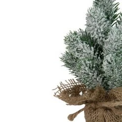 Northlight 9" Flocked Mini Pine Cone Christmas Tree in Beige Burlap Pot -Christmas Trees Sales Store unnamed file 5239