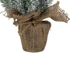 Northlight 9" Flocked Mini Pine Cone Christmas Tree in Beige Burlap Pot -Christmas Trees Sales Store unnamed file 5240