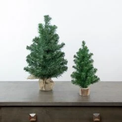 Northlight 15" Alpine Slim Artificial Christmas Tree with Wood Base - Unlit