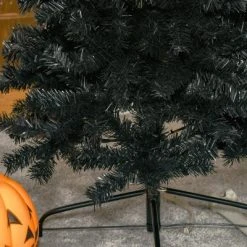 HOMCOM Artificial Christmas Tree with Stand, Xmas Pencil Tree with Halloween Style, Holiday Home Indoor Decoration for Party, Black -Christmas Trees Sales Store unnamed file 531