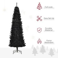 HOMCOM Artificial Christmas Tree with Stand, Xmas Pencil Tree with Halloween Style, Holiday Home Indoor Decoration for Party, Black -Christmas Trees Sales Store unnamed file 533