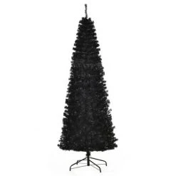 HOMCOM Artificial Christmas Tree with Stand, Xmas Pencil Tree with Halloween Style, Holiday Home Indoor Decoration for Party, Black -Christmas Trees Sales Store unnamed file 534