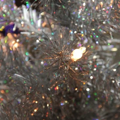 Northlight 2' Pre-lit Silver Iridescent Pine Artificial Tinsel Christmas Tree - Clear Lights 1 Northlight 2' Pre-lit Silver Iridescent Pine Artificial Tinsel Christmas Tree - Clear Lights
