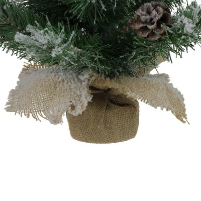 Northlight 24" Flocked Pine Artificial Christmas Tree in Burlap Base - Unlit 4 Northlight 24" Flocked Pine Artificial Christmas Tree in Burlap Base - Unlit - Image 4
