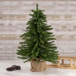 Northlight 2' Potted Downswept Mini Village Pine Medium Artificial Christmas Tree, Unlit