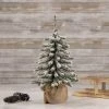 Northlight 15" Potted Flocked Downswept Mini Village Pine Medium Artificial Christmas Tree, Unlit