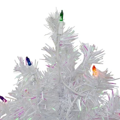 Northlight 2' Pre-Lit Medium White Iridescent Pine Artificial Christmas Tree - Multicolor Lights 2 Northlight 2' Pre-Lit Medium White Iridescent Pine Artificial Christmas Tree - Multicolor Lights - Image 2