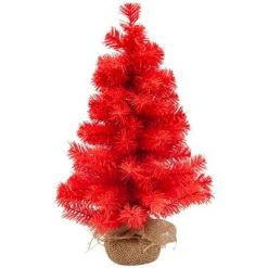 Northlight 17.5" Scarlett Red Pine Christmas Tree in Natural Jute Base