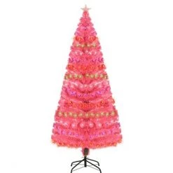 HOMCOM 6ft Tall Fir Artificial Christmas Tree with Realistic Branches, 230 Multi-Color Fiber Optic LED Lights and 230 Tips, Pink -Christmas Trees Sales Store unnamed file 542