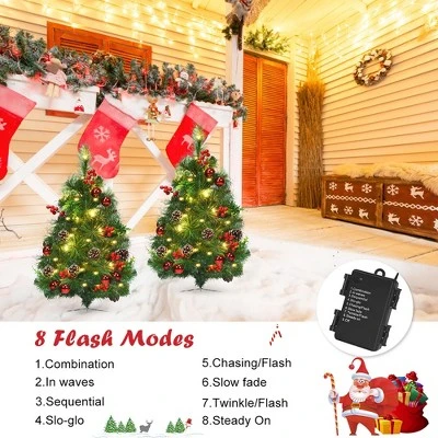 Costway Set of 2 24in Battery Powered Pre-lit Pathway Christmas Trees Outdoor Decoration 5 Costway Set of 2 24in Battery Powered Pre-lit Pathway Christmas Trees Outdoor Decoration - Image 5