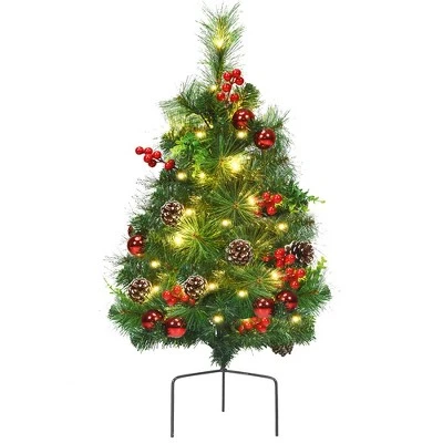 Costway Set of 2 24in Battery Powered Pre-lit Pathway Christmas Trees Outdoor Decoration 8 Costway Set of 2 24in Battery Powered Pre-lit Pathway Christmas Trees Outdoor Decoration - Image 8