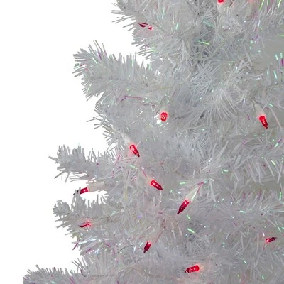 Northlight 3' Pre-Lit Slim White Iridescent Pine Artificial Christmas Tree - Pink Lights 1 Northlight 3' Pre-Lit Slim White Iridescent Pine Artificial Christmas Tree - Pink Lights