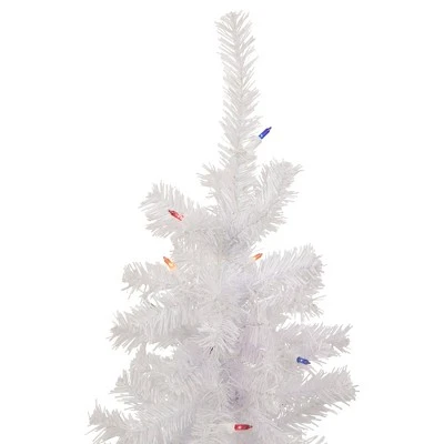 Northlight 3' Pre-Lit Woodbury White Pine Slim Artificial Christmas Tree, Multi Lights 2 Northlight 3' Pre-Lit Woodbury White Pine Slim Artificial Christmas Tree, Multi Lights - Image 2