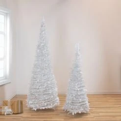 Northlight 4' White Tinsel Pop-Up Artificial Christmas Tree, Unlit