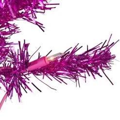 Northlight 4' Pre-Lit Pink Artificial Tinsel Christmas Tree, Clear Lights