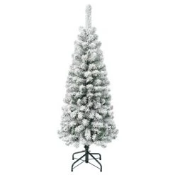 National Tree Company Unlit Pencil Slim Flocked Acacia Hinged Artificial Christmas Tree -Christmas Trees Sales Store unnamed file 5558