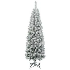National Tree Company Unlit Pencil Slim Flocked Acacia Hinged Artificial Christmas Tree -Christmas Trees Sales Store unnamed file 5559