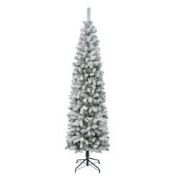 National Tree Company Unlit Pencil Slim Flocked Acacia Hinged Artificial Christmas Tree -Christmas Trees Sales Store unnamed file 5560