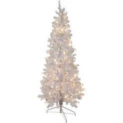 Northlight 3' Pre-Lit Woodbury White Pine Slim Artificial Christmas Tree, Clear Lights