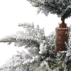 Northlight 27.5" Heavily Flocked Pine Christmas Tree in Natural Jute Base