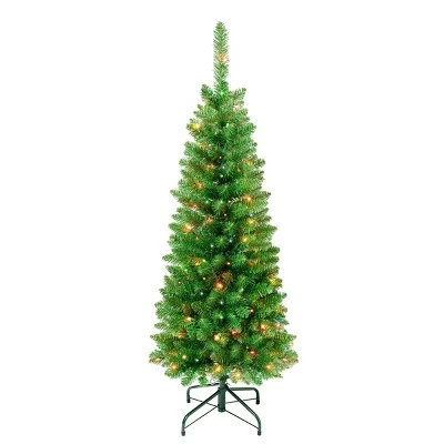 National Tree Company Pre-Lit Pencil Rowan Hinged Artificial Christmas Tree Multicolor Lights 3 National Tree Company Pre-Lit Pencil Rowan Hinged Artificial Christmas Tree Multicolor Lights - Image 3