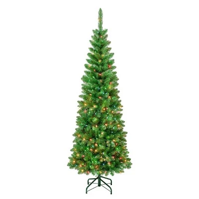 National Tree Company Pre-Lit Pencil Rowan Hinged Artificial Christmas Tree Multicolor Lights 4 National Tree Company Pre-Lit Pencil Rowan Hinged Artificial Christmas Tree Multicolor Lights - Image 4