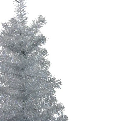 Northlight 4' Holographic Silver Tinsel Slim Artificial Christmas Tree - Unlit 1 Northlight 4' Holographic Silver Tinsel Slim Artificial Christmas Tree - Unlit