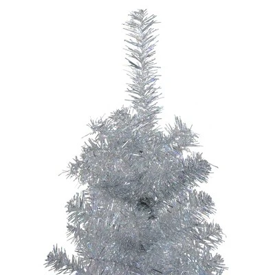 Northlight 4' Holographic Silver Tinsel Slim Artificial Christmas Tree - Unlit 2 Northlight 4' Holographic Silver Tinsel Slim Artificial Christmas Tree - Unlit - Image 2