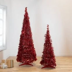 Northlight 6' Red Tinsel Pop-Up Artificial Christmas Tree, Unlit