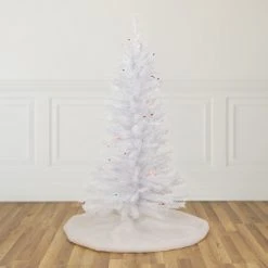 Northlight 4' Pre-Lit Woodbury White Pine Slim Artificial Christmas Tree, Multi Lights