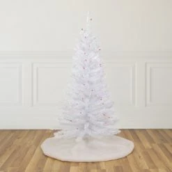 Northlight 4' Pre-Lit Woodbury White Pine Slim Artificial Christmas Tree, Pink Lights