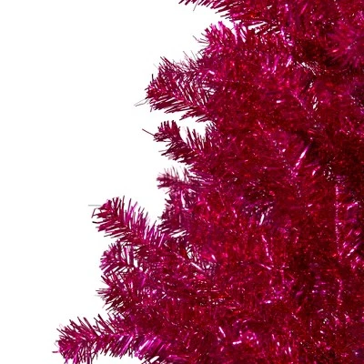 Northlight 4.5" Metallic Pink Tinsel Artificial Christmas Tree - Unlit 2 Northlight 4.5" Metallic Pink Tinsel Artificial Christmas Tree - Unlit - Image 2