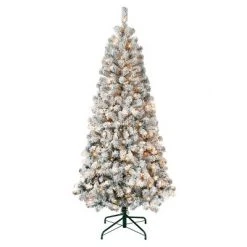 National Tree Company Pre-Lit Flocked Acacia Artificial Christmas Tree Clear Lights -Christmas Trees Sales Store unnamed file 5742