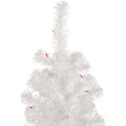 Northlight 4' Pre-Lit White Pine Slim Artificial Christmas Tree - Pink Lights
