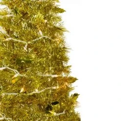 Northlight 4' Pre-Lit Gold Tinsel Pop-Up Artificial Christmas Tree, Clear Lights