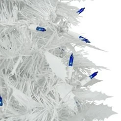 Northlight 4' Pre-Lit White Tinsel Pop-Up Artificial Christmas Tree, Blue Lights