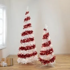 Northlight 4' Pre-Lit Candy Cane Pop-Up Artificial Christmas Tree, Clear Lights