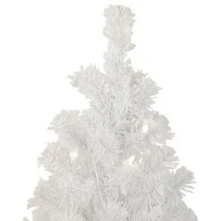 Northlight 3.5' Pre-Lit Potted Flocked Winter Pine White Tinsel Artificial Christmas Tree, Clear Lights