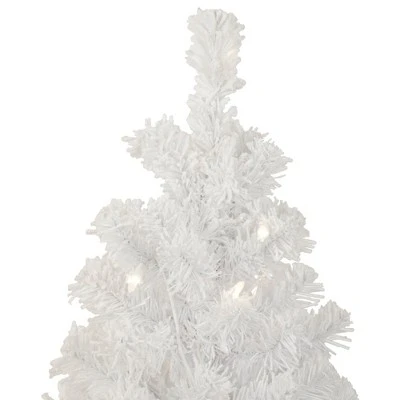 Northlight 3.5' Pre-Lit Potted Flocked Winter Pine White Tinsel Artificial Christmas Tree, Clear Lights 1 Northlight 3.5' Pre-Lit Potted Flocked Winter Pine White Tinsel Artificial Christmas Tree, Clear Lights
