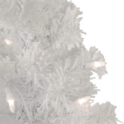 Northlight 3.5' Pre-Lit Potted Flocked Winter Pine White Tinsel Artificial Christmas Tree, Clear Lights 2 Northlight 3.5' Pre-Lit Potted Flocked Winter Pine White Tinsel Artificial Christmas Tree, Clear Lights - Image 2