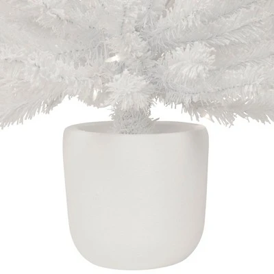 Northlight 3.5' Pre-Lit Potted Flocked Winter Pine White Tinsel Artificial Christmas Tree, Clear Lights 3 Northlight 3.5' Pre-Lit Potted Flocked Winter Pine White Tinsel Artificial Christmas Tree, Clear Lights - Image 3